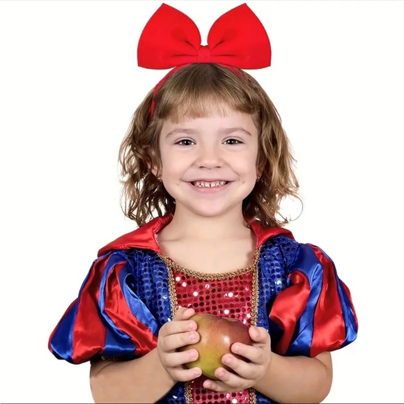 ❤️ Snow White Princess Large Red Bow Headband - Picture 1 of 3